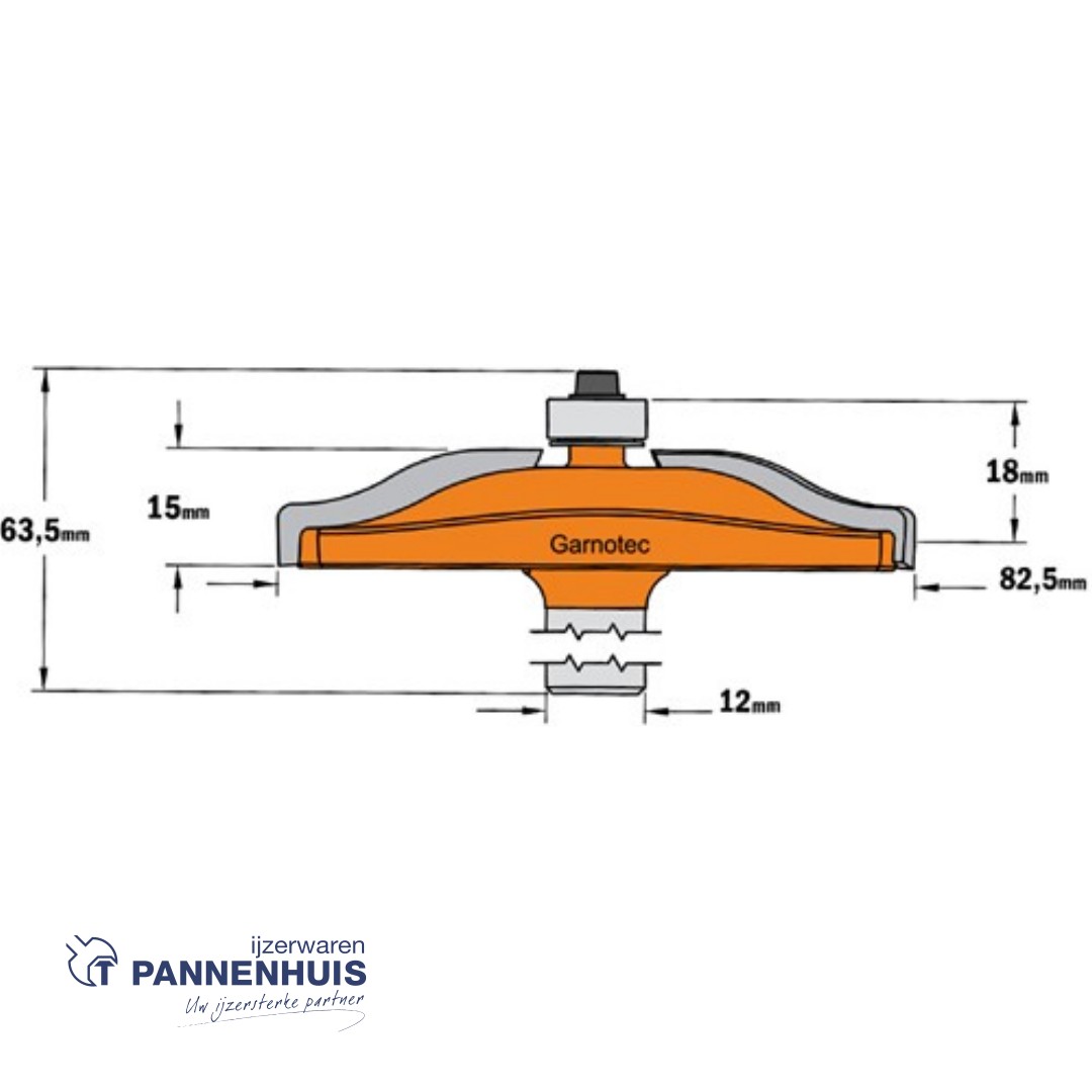 CMT Horizontale bossingfrees, HW D=82,5 x 15mm L=63,8 S=12 Z2 - Afbeelding 2