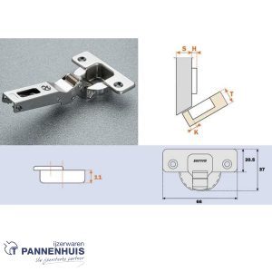inboorscharnier C2A7W99 nikkel mat (-30° gelijkliggend)