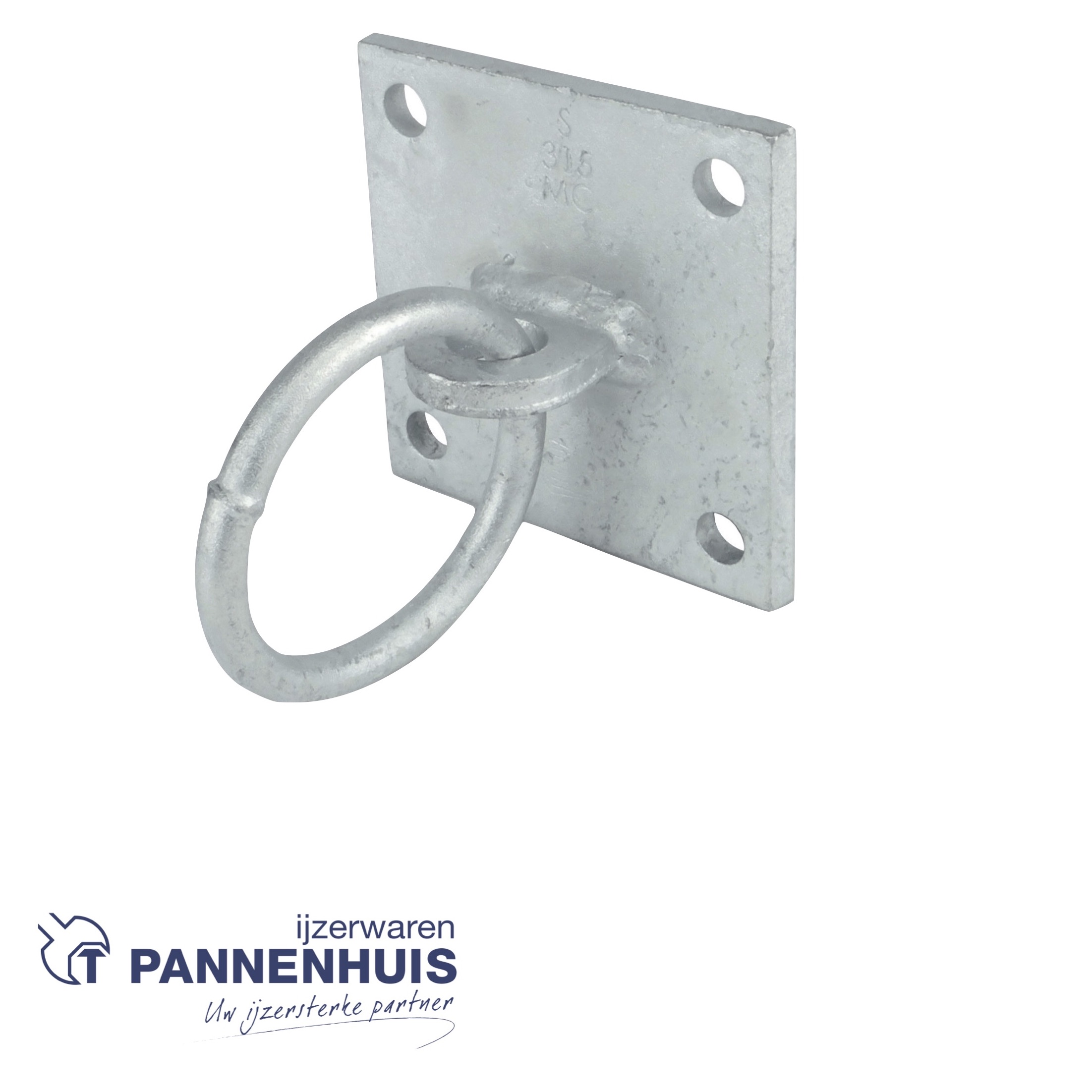 Aanlegring zwaar 100x100 ø 70mm op plaat