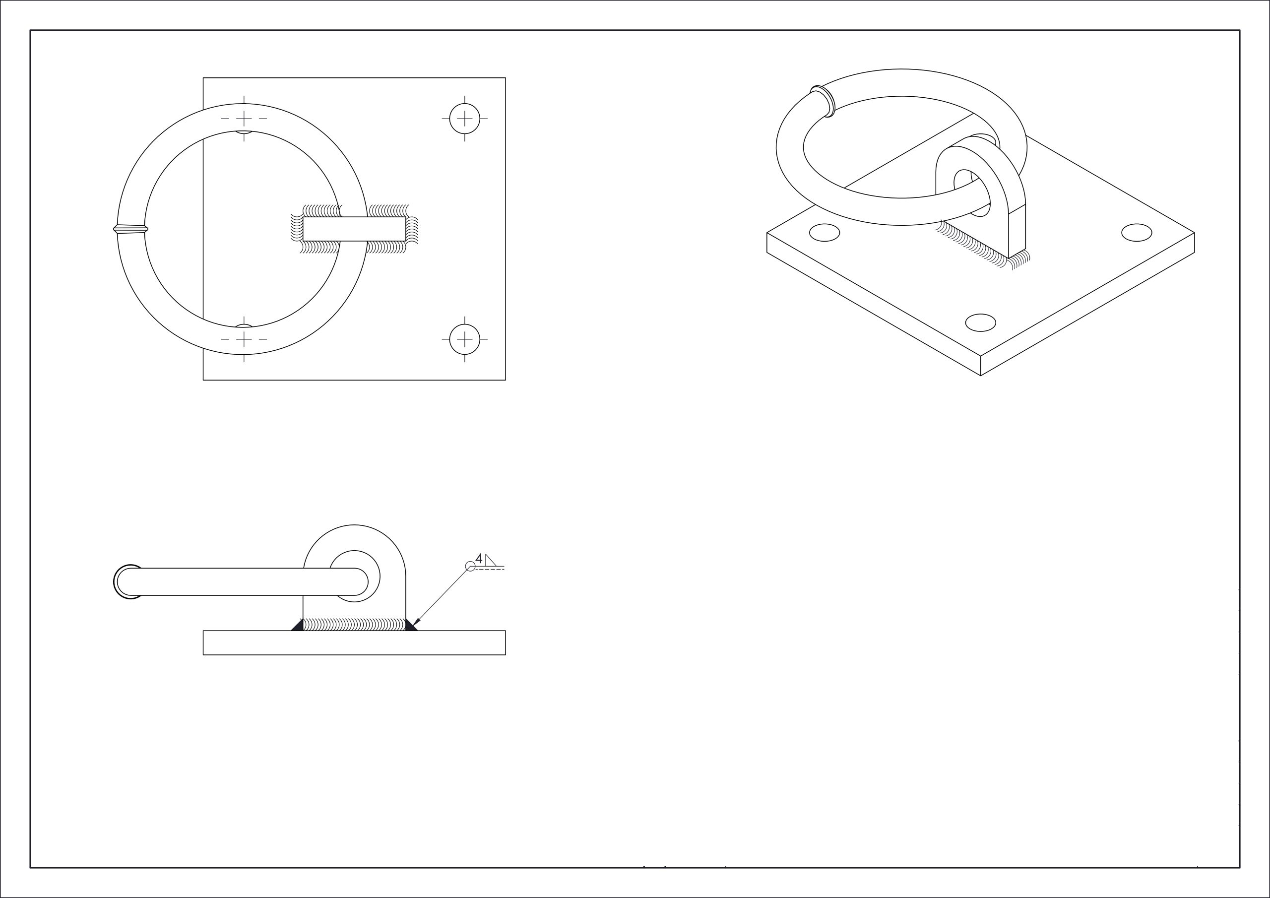 Aanlegring zwaar 100x100 ø 70mm op plaat - Afbeelding 2