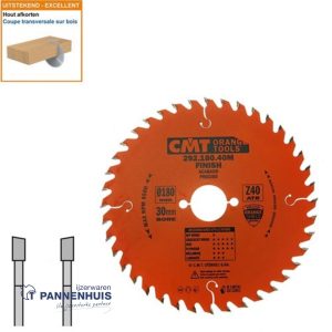 CMT Afkortcirkelzaag HW 180x30x2,6 Z40 Massieve houtsoorten