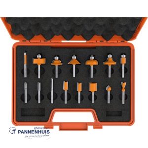 CMT 15-delige bovenfrezenset in oranje opbergkoffer, HW S=8mm Z2