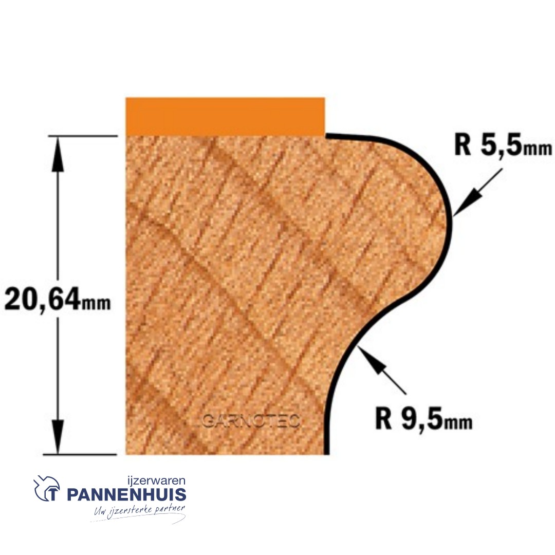 CMT HW vensterbankfrees met geleidelager op de schacht, HW D=31,7 x 25,4mm R=9,5 L=73 S=12 Z2 - Afbeelding 3