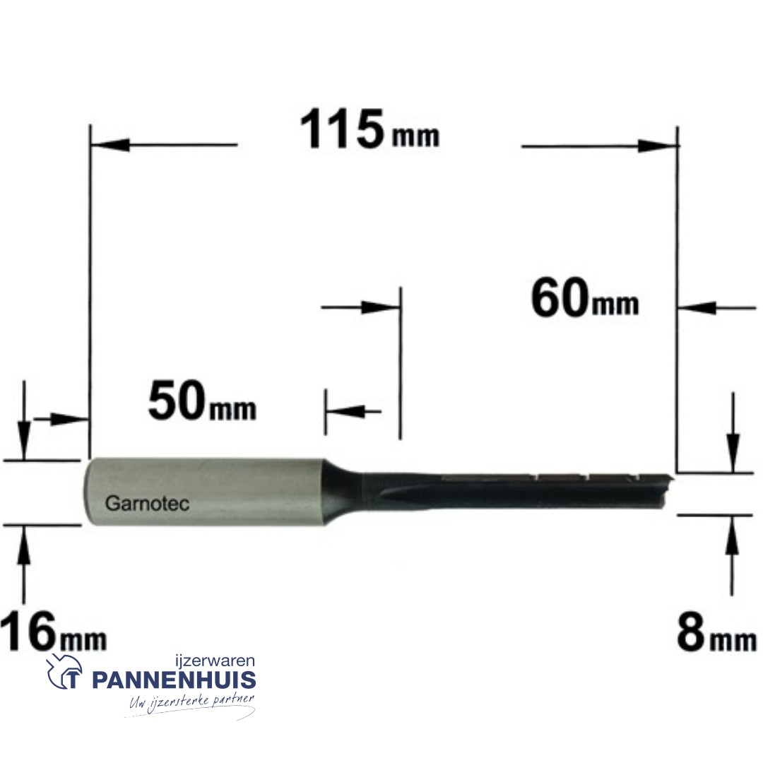 langgatboor 8mm schacht 16/50mm links - Afbeelding 2