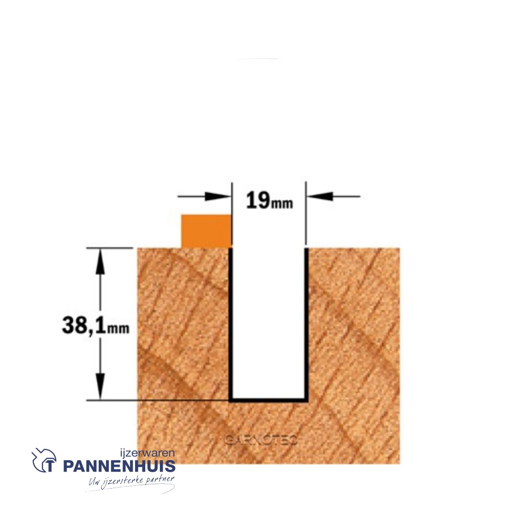 CMT Groeffrees met kogellager HW D=19 x 38.1 L=82,5 S=12 Z2 - Afbeelding 3