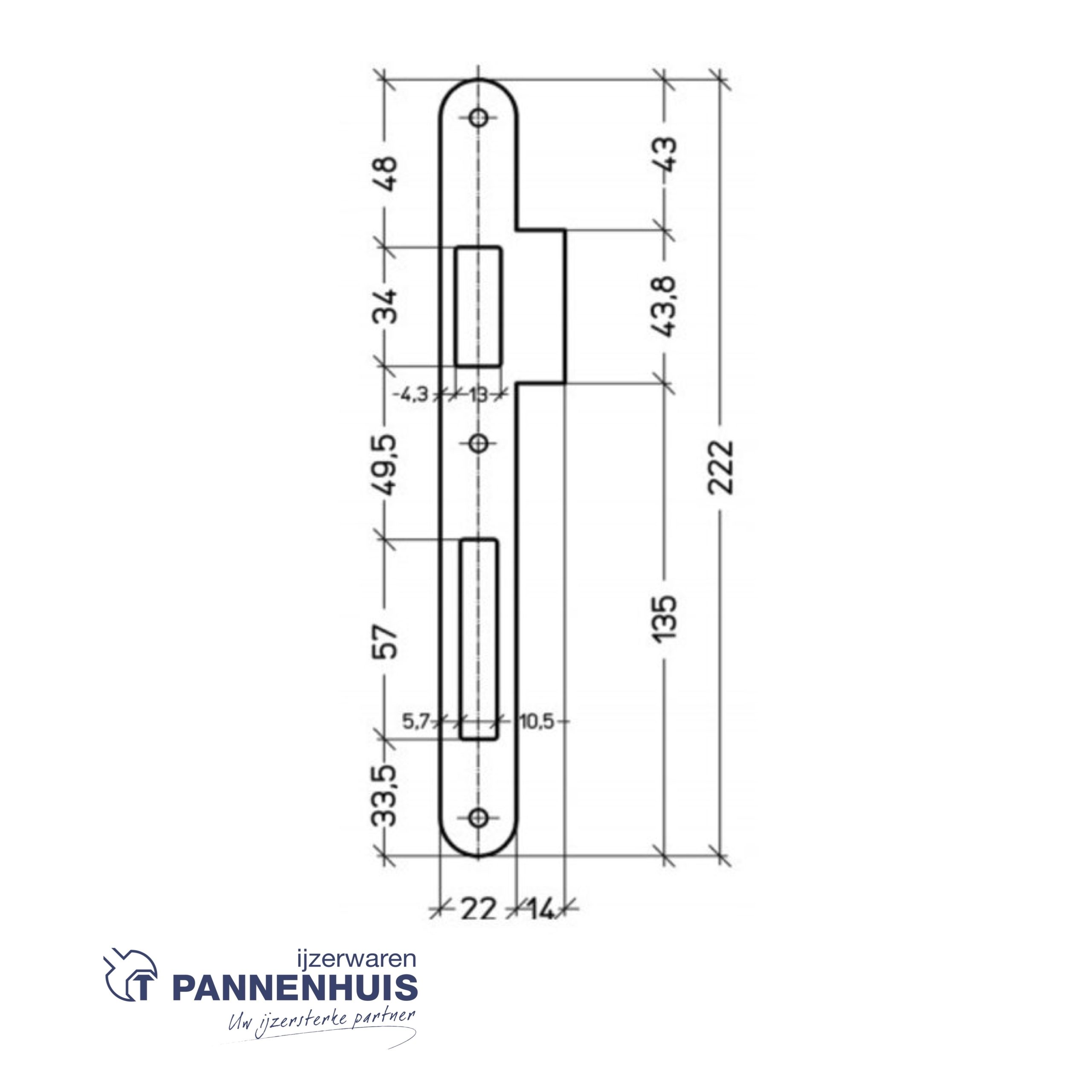 Litto Sluitplaat PA09121 afgerond inox look L/R (SERIE 90) - Afbeelding 2