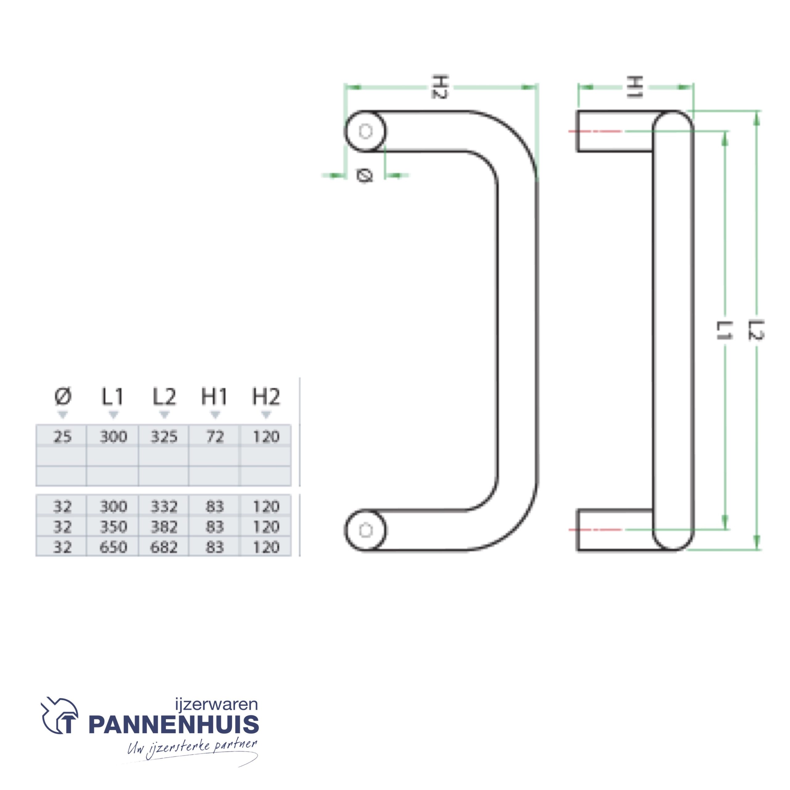 Ivana D-Greep PH 61 Dia 25 - 300 mm enkel - Afbeelding 3