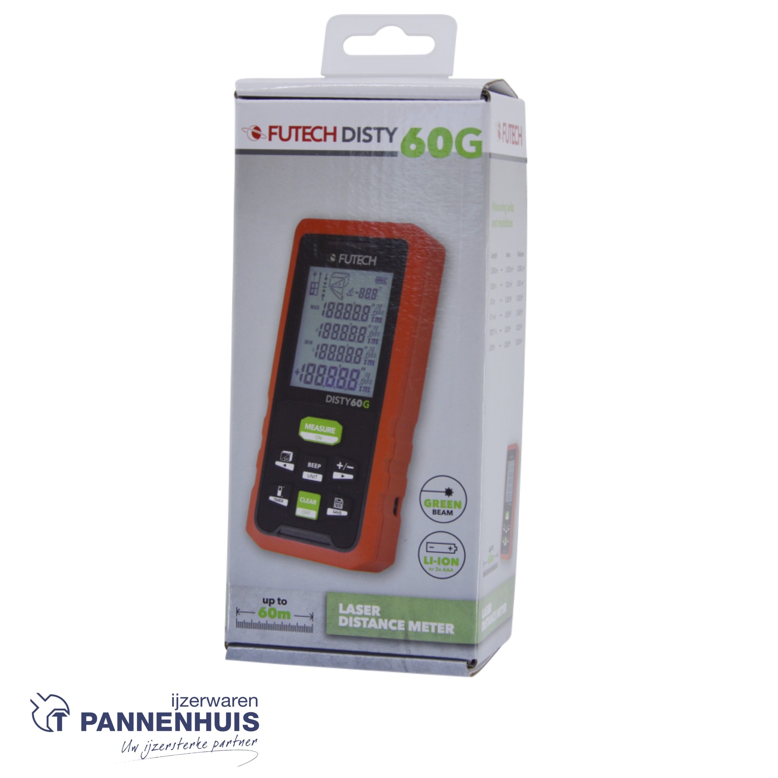 Futech Afstandsmeter Disty 60G Groen oplaadbaar - Afbeelding 3