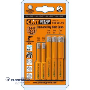 CMT Set gatzagen voor extreem harde materialen D=5 6 8 10 12mm