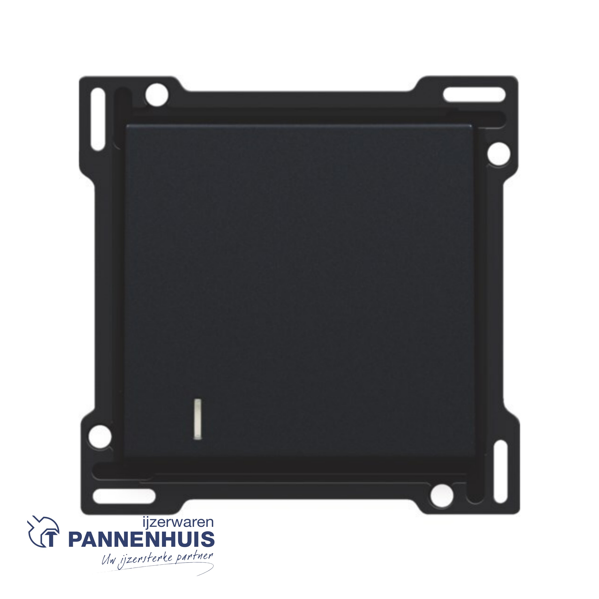 NIKO Afwerkingsset met lens voor enkelvoudige schakelaar of drukknop, zwart