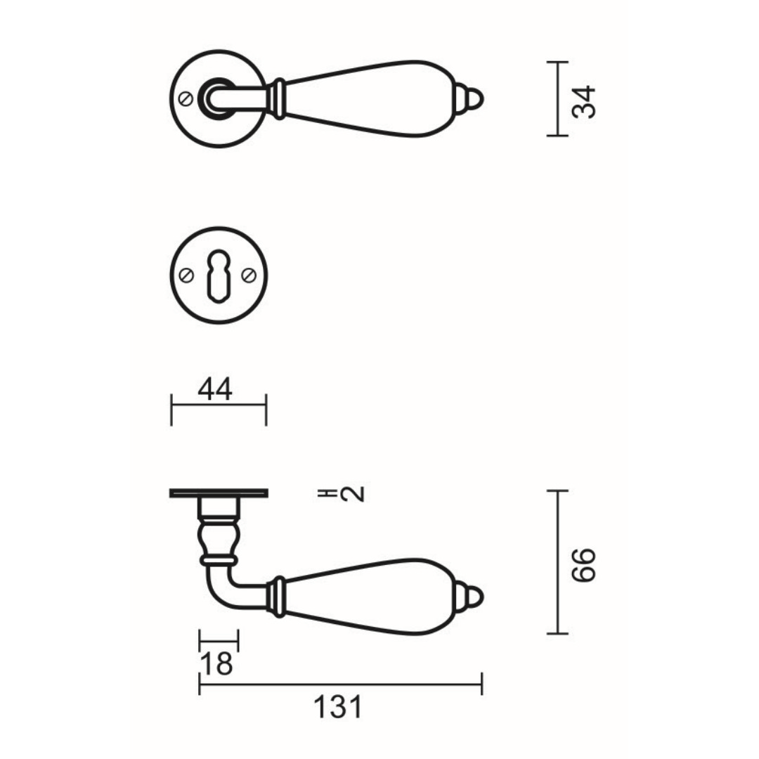Deurkruk Pro DECOR ROEST ROND R+E - Afbeelding 2