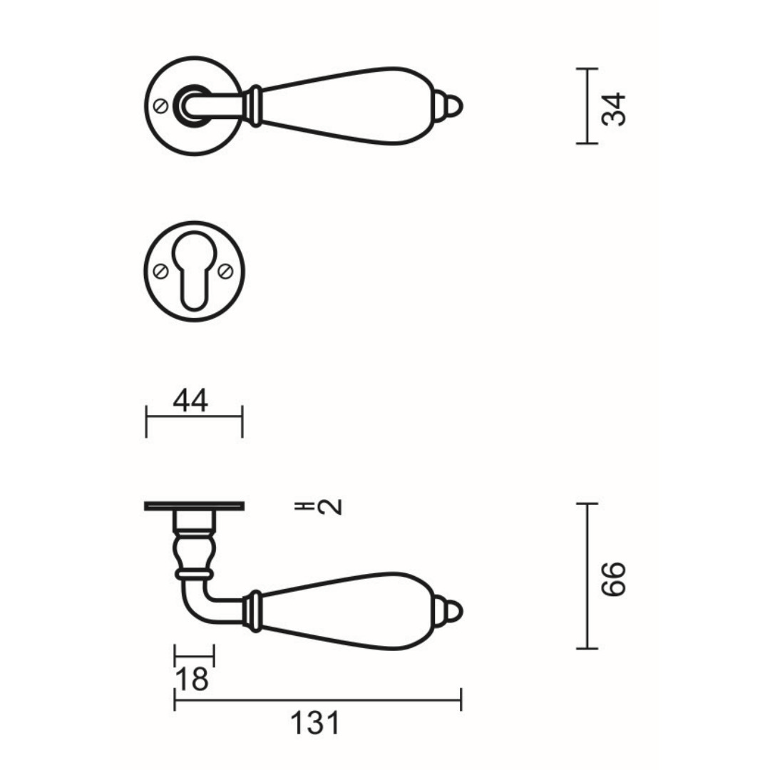 Deurkruk Pro ECRU ROEST ROND R+E CYL - Afbeelding 2