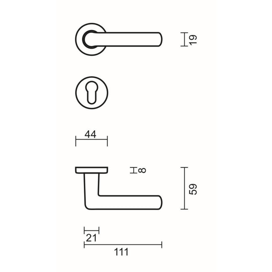 Deurkruk Pro PANDA ALU L R+E CYL - Afbeelding 2