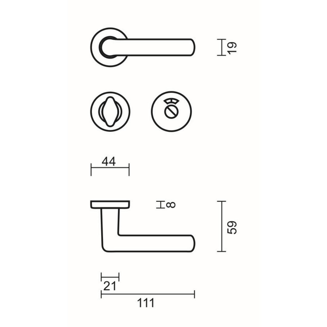 Deurkruk Pro PANDA ALU L R+WC - Afbeelding 2