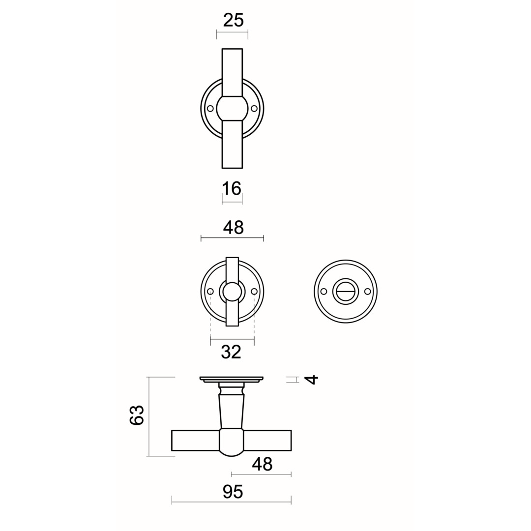 Deurkruk Pro PETANA T+T INOX LOOK R+WC - Afbeelding 2