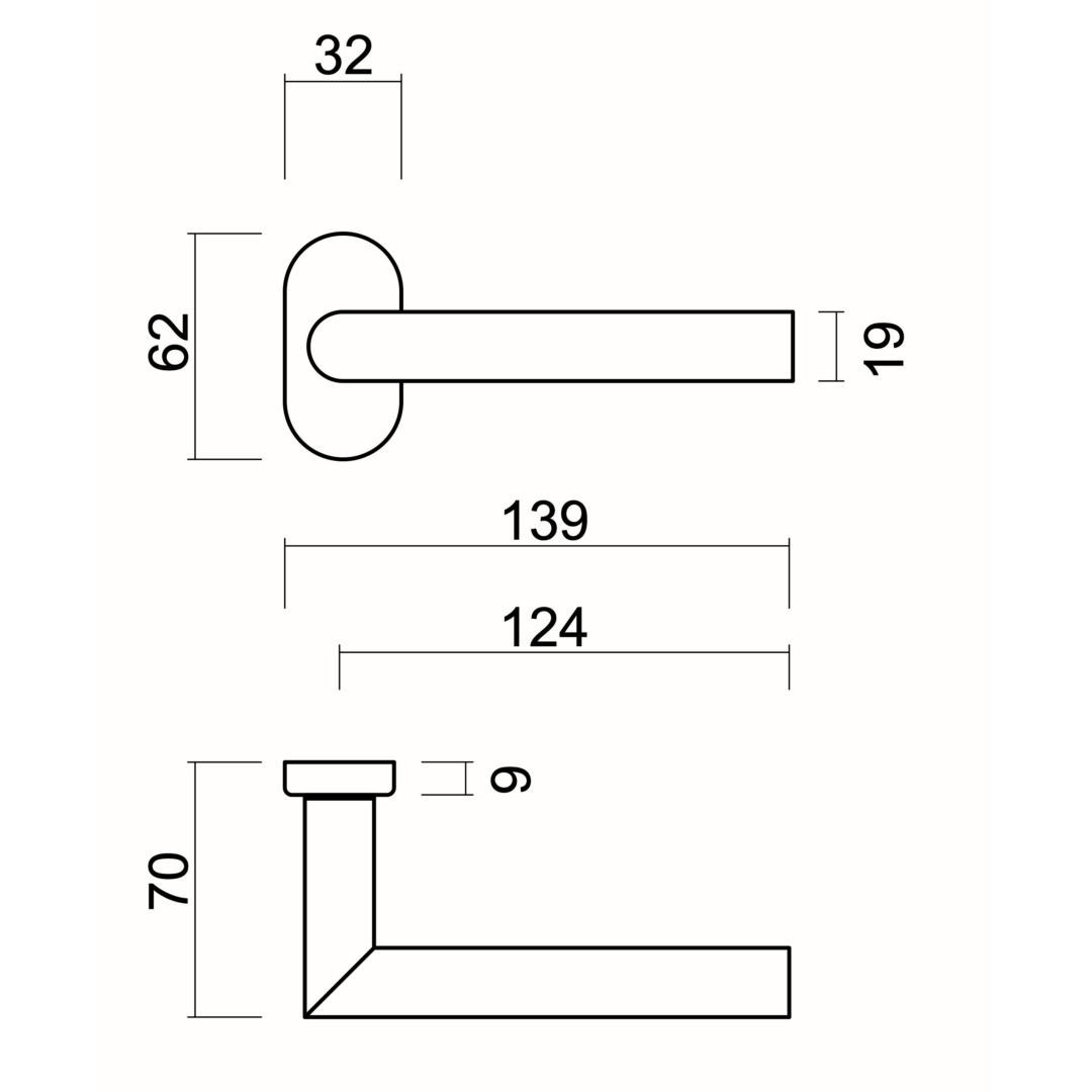 Deurkruk Pro PROFIEL I SHAPE 19MM INOX PLUS R+NO KEY - Afbeelding 2