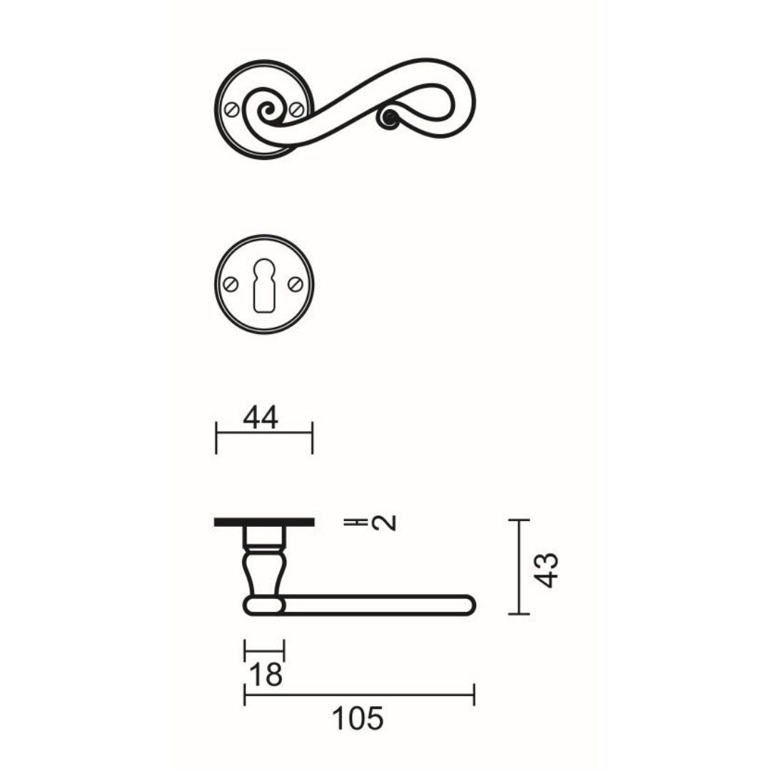 Deurkruk Pro ROMANA IJZER ROND R+E - Afbeelding 2