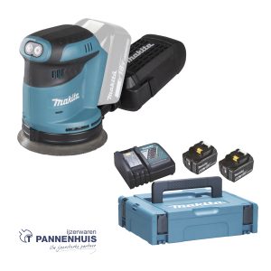 Makita DBO180RTJ Accu Excentrische schuurmachine LXT (Lader+ 2x 5ah accu)