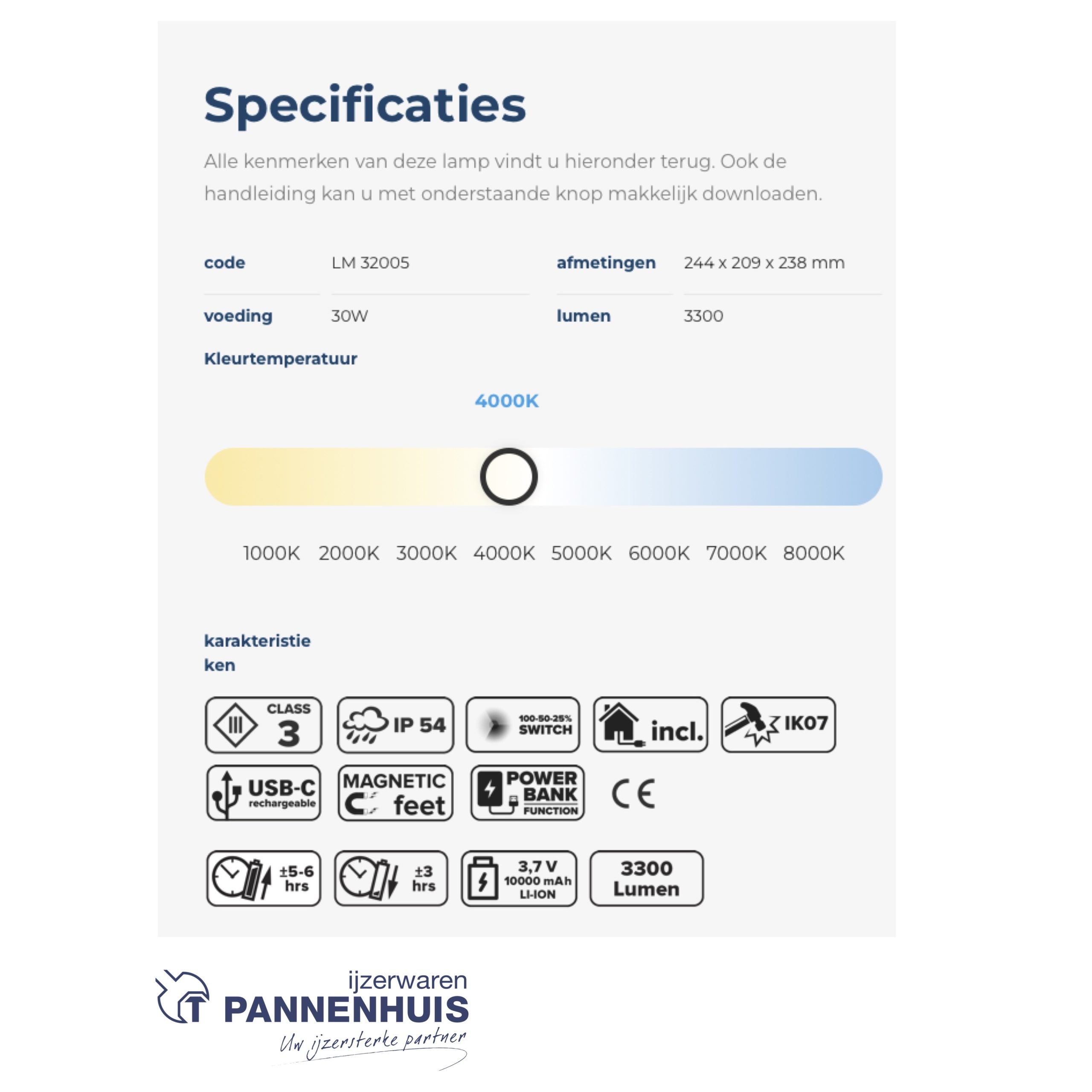Lumx LED R-30 werflamp / 30W, oplaadbaar, magnetische voet - Afbeelding 4