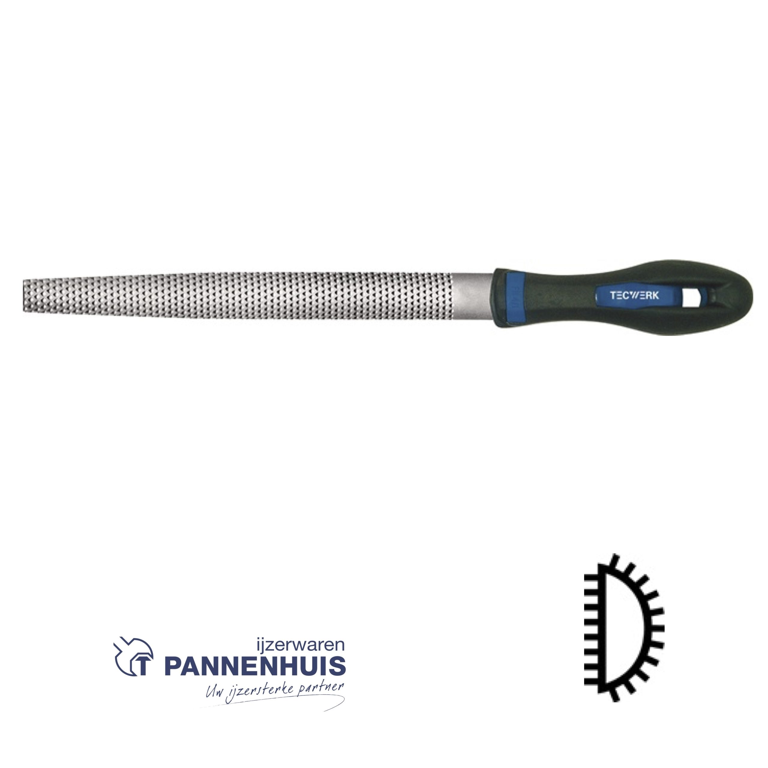 Tecwerk Houtrasp DIN 7263 C lengte 250 mm 25 x 7 mm halfrond met steel