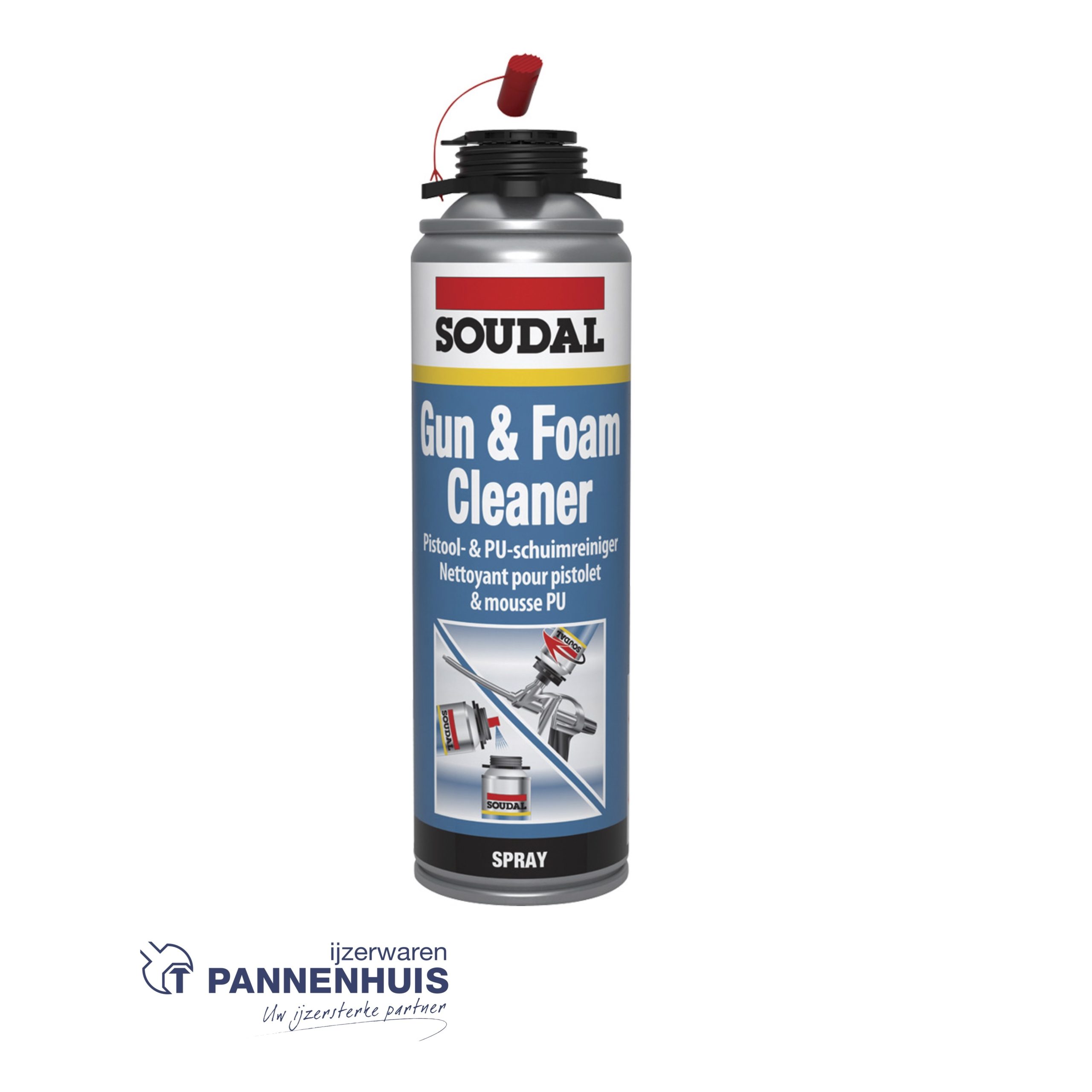Soudal Gun + Foamclaener 500ml (draaiaansluiting)