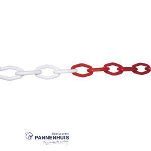 Kunststofsignalisatieketting ∅  7,5 mm x 25 m – rood/wit
