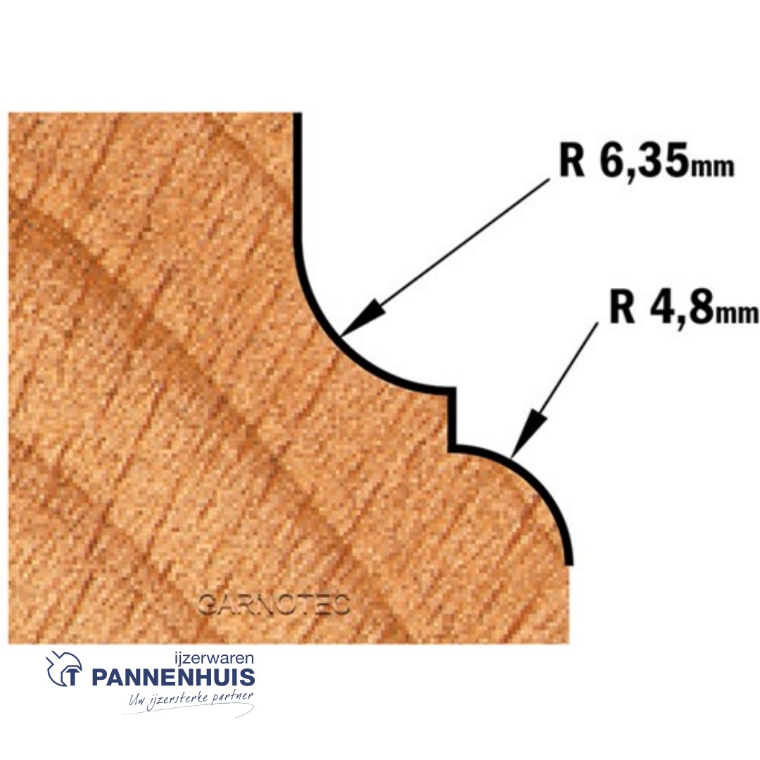 CMT Profielfrees met kogellager, HW D=35 x 18.5mm R=6,4 L=61 S=8 Z2 - Afbeelding 3
