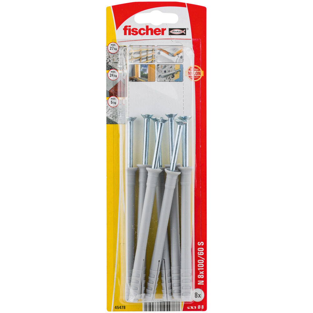 fischer Nagelplug N 8 x 100/60 S met verzonken kop (blister)