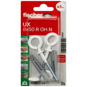 fischer Universeelplug UX  8 x 50 R OH met rand en ooghaak (blister)