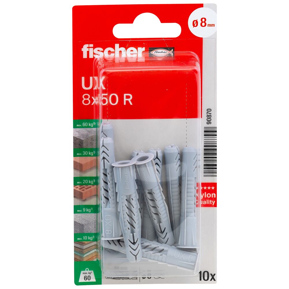 fischer Universeelplug UX 8 x 50 R met rand (Blister) - Afbeelding 2