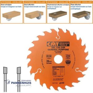 CMT Universele cirkelzaag HW 150x20x2,4 Z24 Massieve houtsoorten, Multiplex