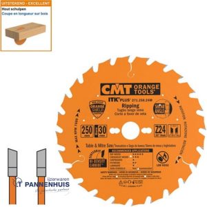 CMT Schulpcirkelzaag HW 250x30x2,4 Z24 Massieve houtsoorten