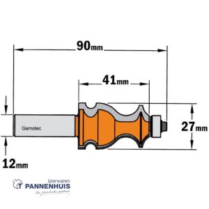 CMT Universele frees met geleidelager HW D=27 x 41mm L=90* S=12 Z2