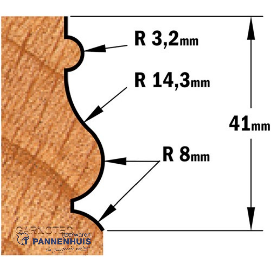 CMT Universele frees met geleidelager HW D=27 x 41mm L=90* S=12 Z2 - Afbeelding 3