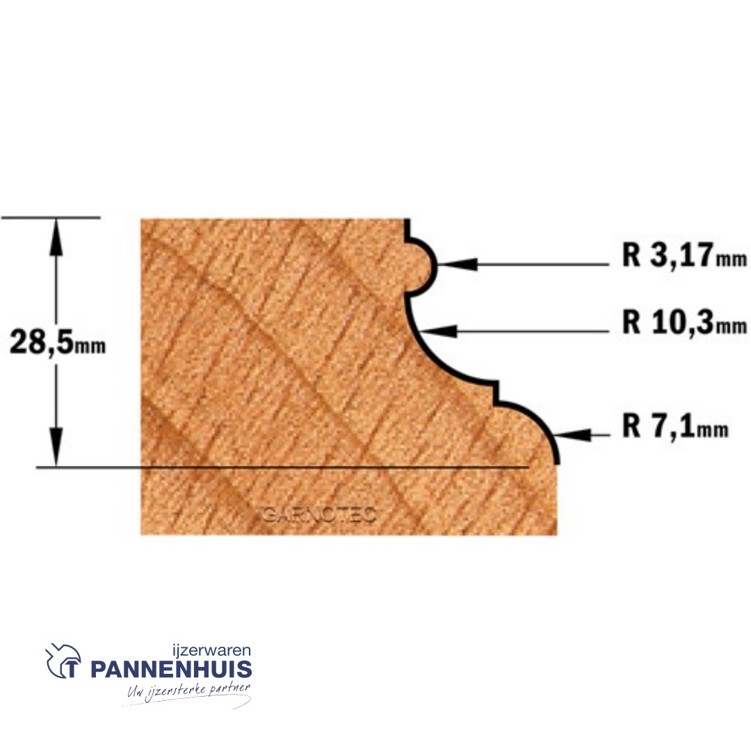CMT Universele frees met geleidelager HW D=47,5 x 28,5mm L=77 S=12 Z2 - Afbeelding 3