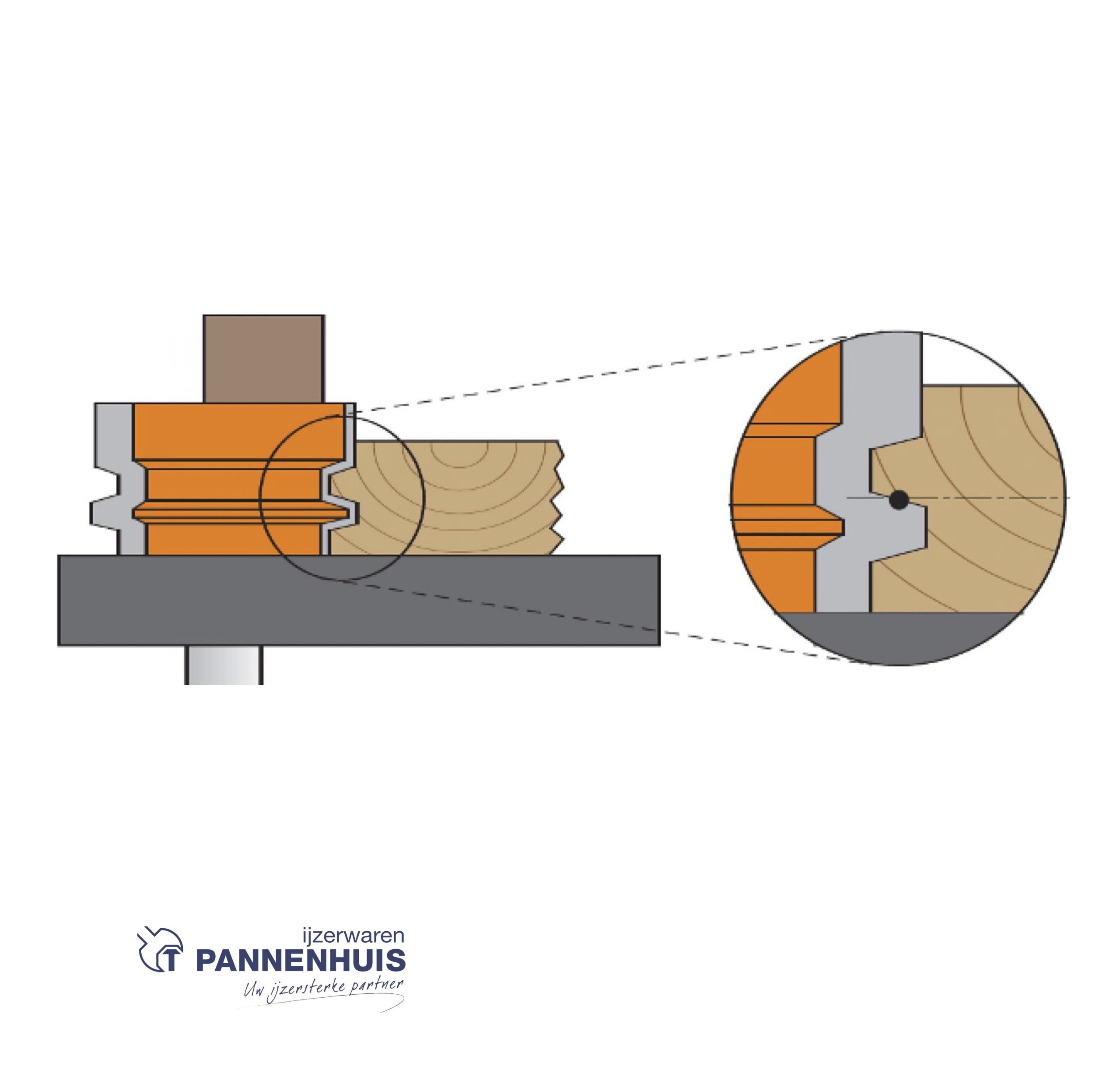 CMT Trapezium verlijmfrees HW D=44,4 x 32mm L=70 S=12 Z2 - Afbeelding 4