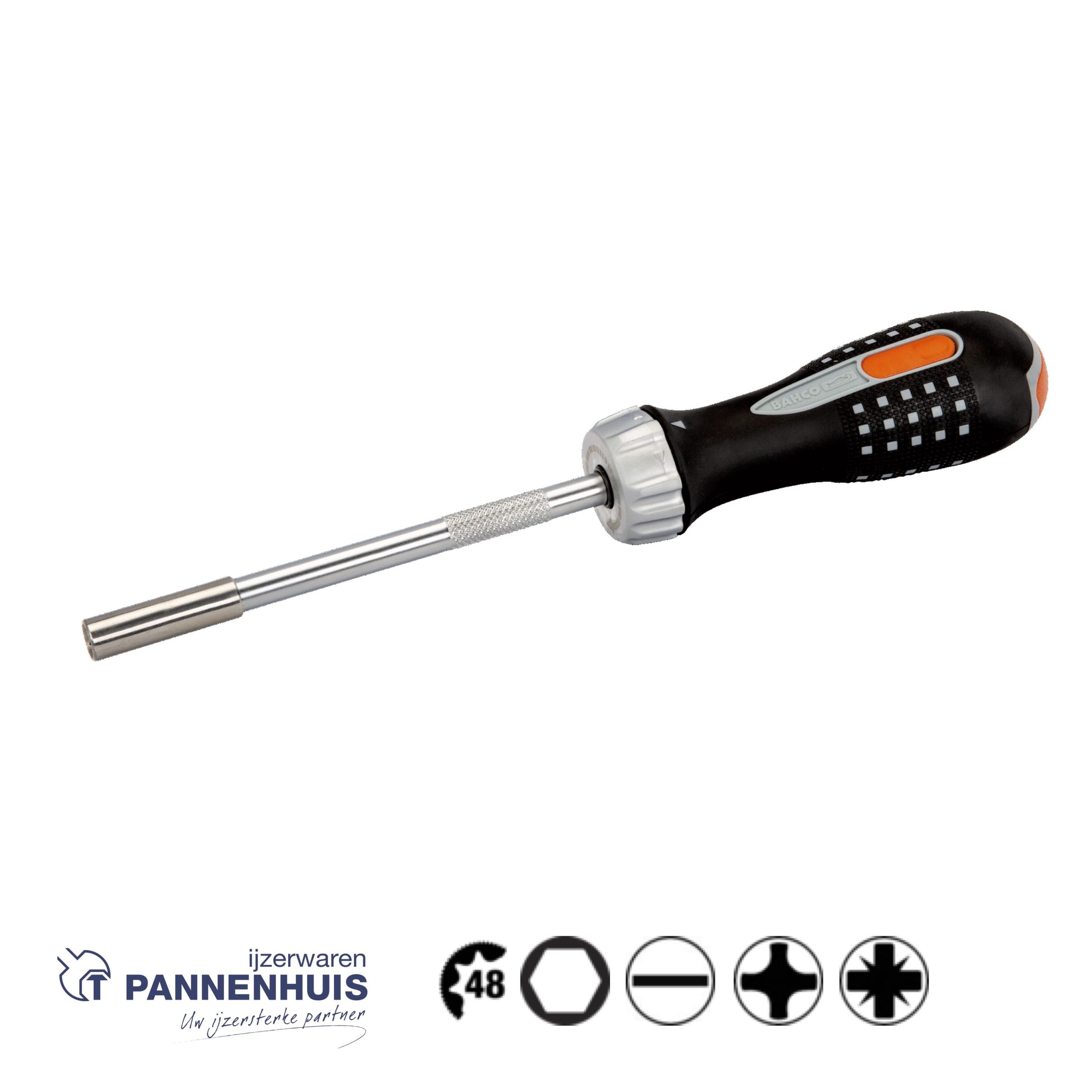 Bahco Ratelschroevendraaier 1/4" met bithouder 125 mm