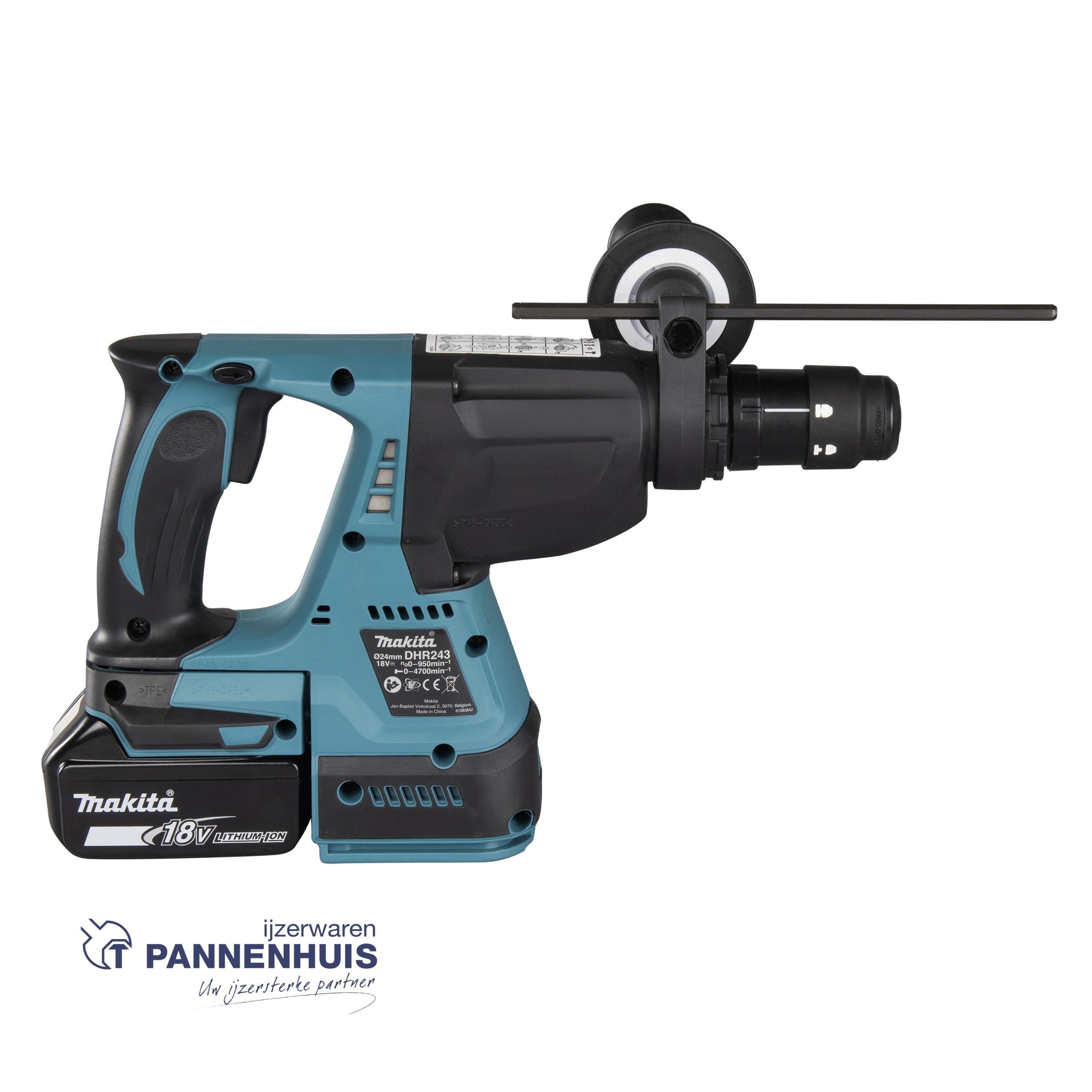 Makita DHR243T1J Accu SDS+ combihamer 24mm LXT 18V (1 accu zonder lader) - Afbeelding 3