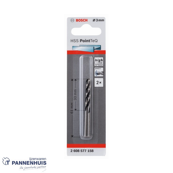 Bosch Spiraalboor HSS PointTeQ 3 mm (2 stuks) - Afbeelding 2