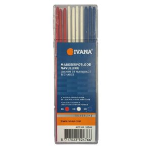 Ivana markeerpotlood navulling rood/wit/blauw 10 stuks
