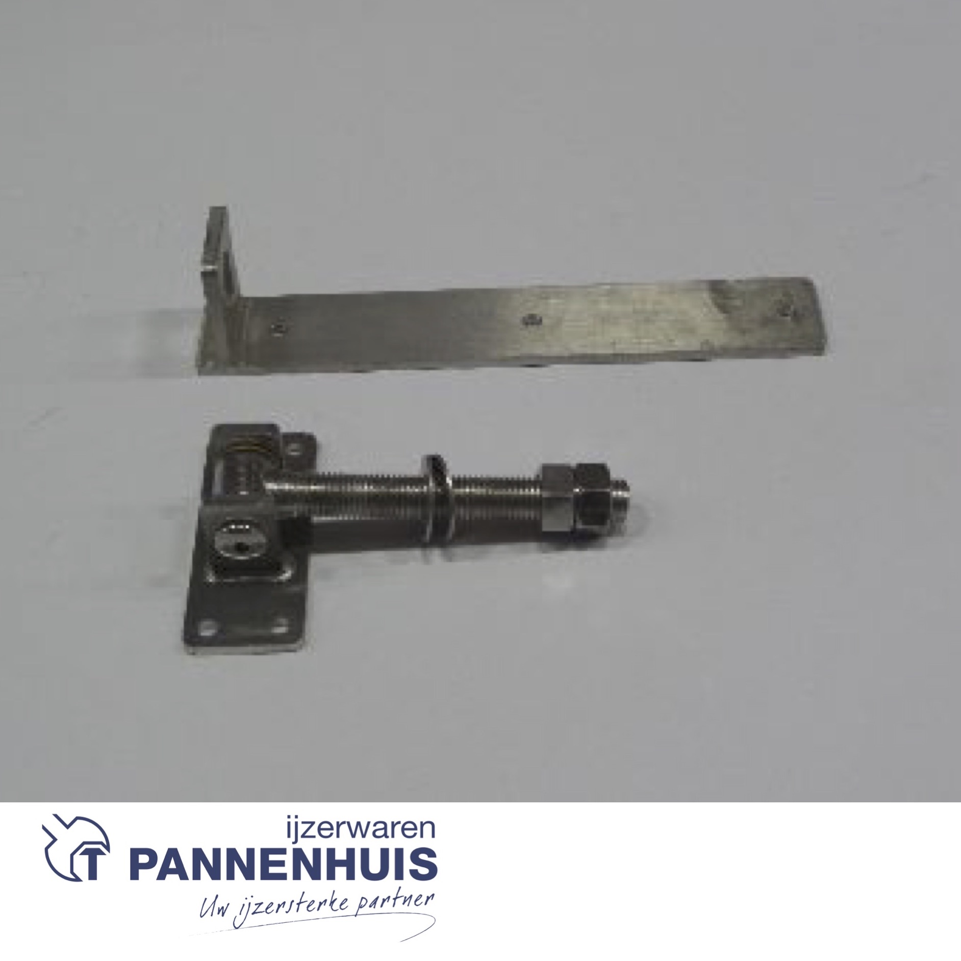 Verstelbaar poortbeslag - heng: 300x40x6mm - plaat: 120x50x6mm - dikte verticale lip: 8mm - diameter: 20mm RVS - Afbeelding 2