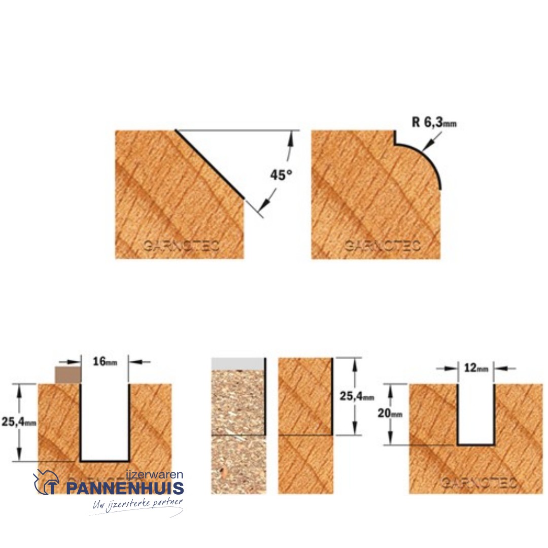 CMT Set van 5 frezen Contractor in pvc kistje HW S=8mm - Afbeelding 3