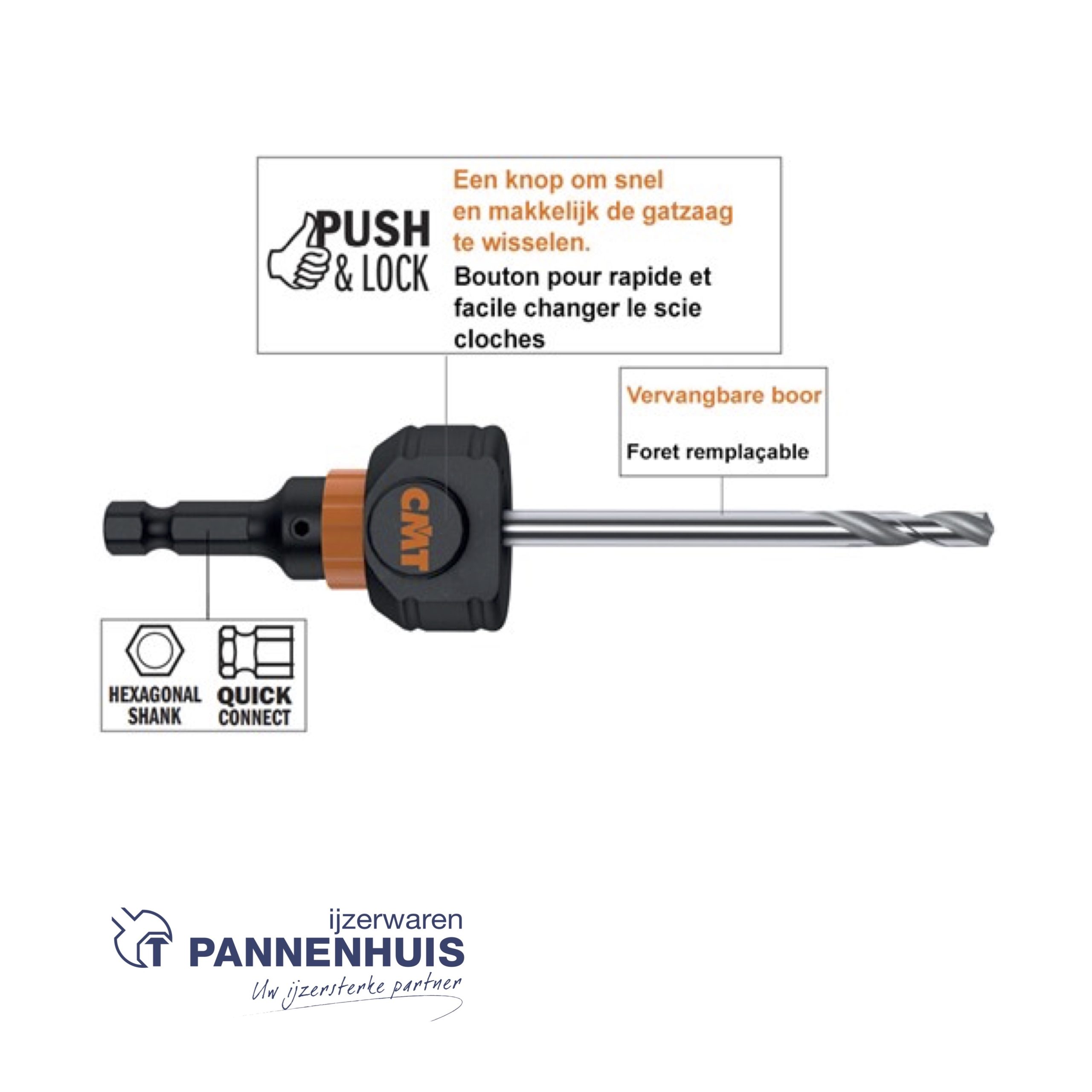 CMT Snelwisselhouder met HSS boor, opname HEX 8,5 - Afbeelding 3