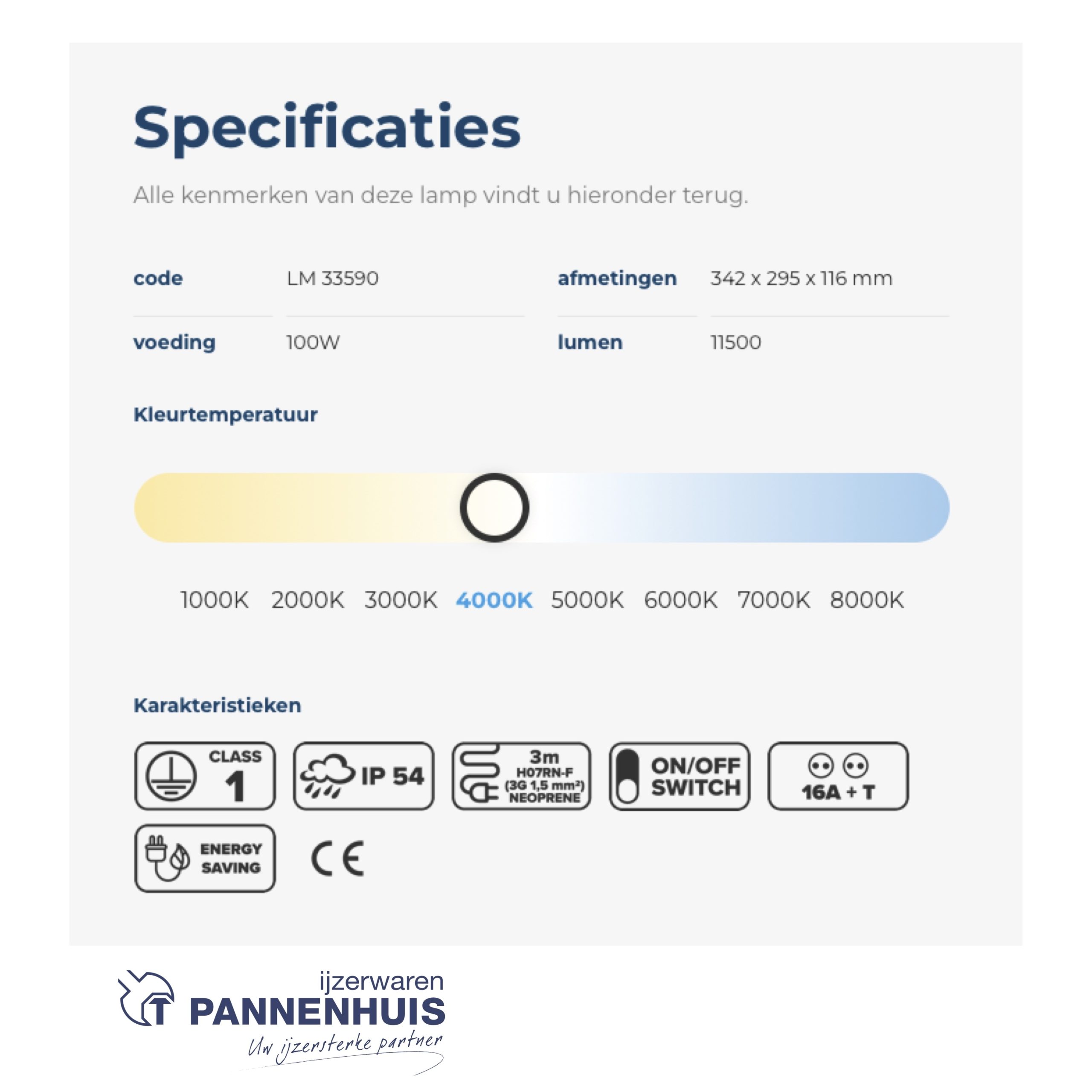 Lumx LED P-100 werflamp 100w 11500 Lumen twee stopcontacten - Afbeelding 3