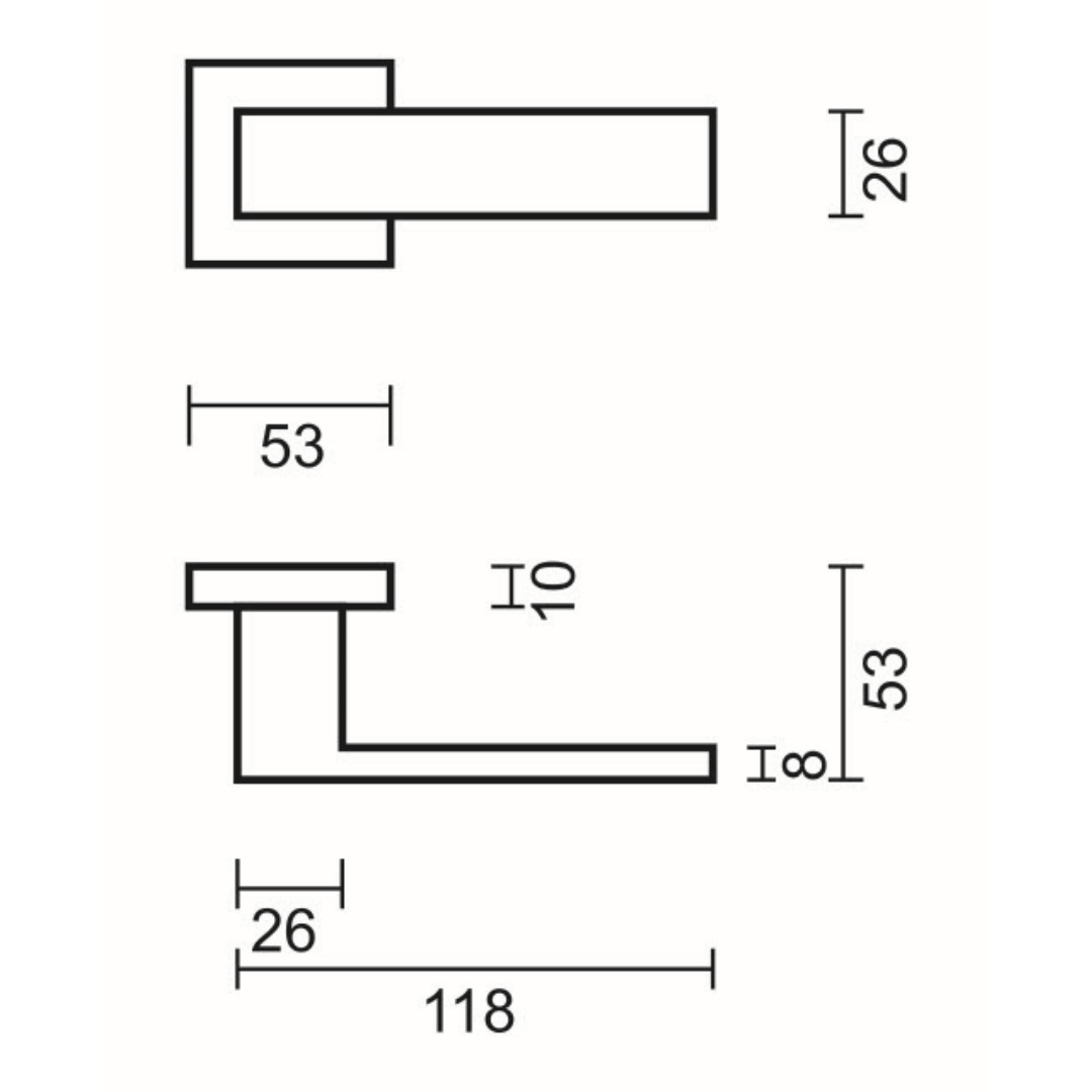 Deurkruk Pro CUBICA INOX LOOK R+NO KEY - Afbeelding 2