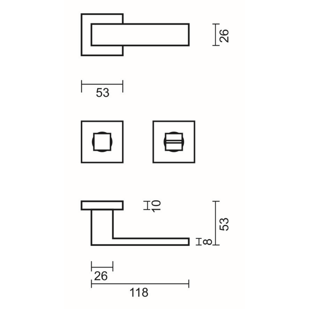 Deurkruk Pro CUBICA INOX LOOK R+WC - Afbeelding 2