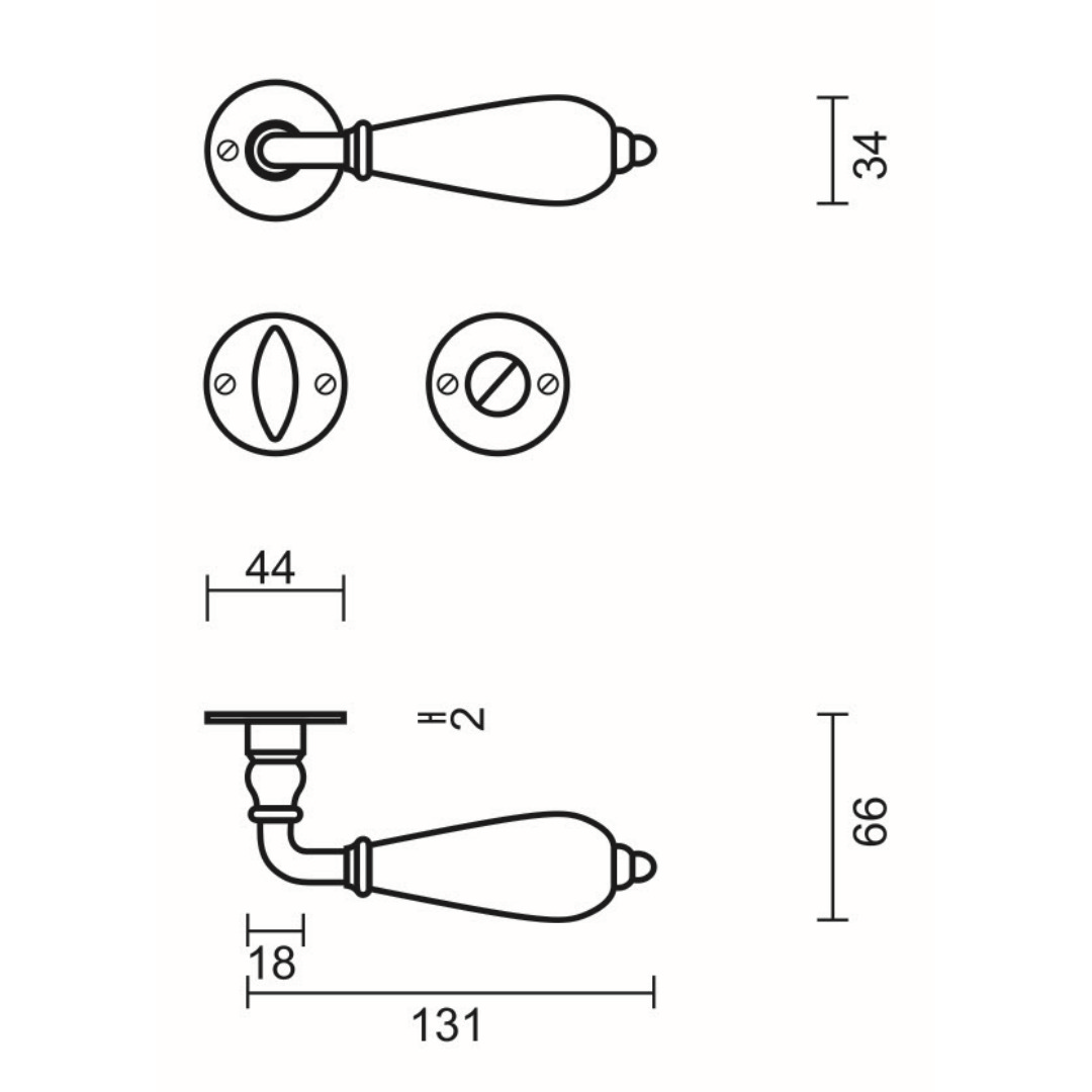 Deurkruk Pro ECRU ROEST ROND R+WC - Afbeelding 2