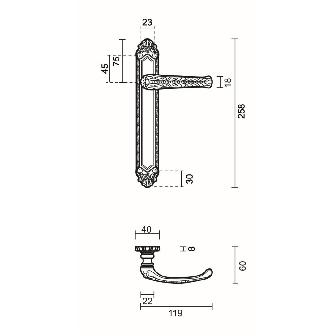 Deurkruk Pro LYDIA BRONS PLAAT+NO KEY - Afbeelding 2