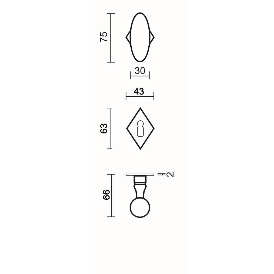 Deurkruk Pro OLIVE IJZER RUIT R+E - Afbeelding 2