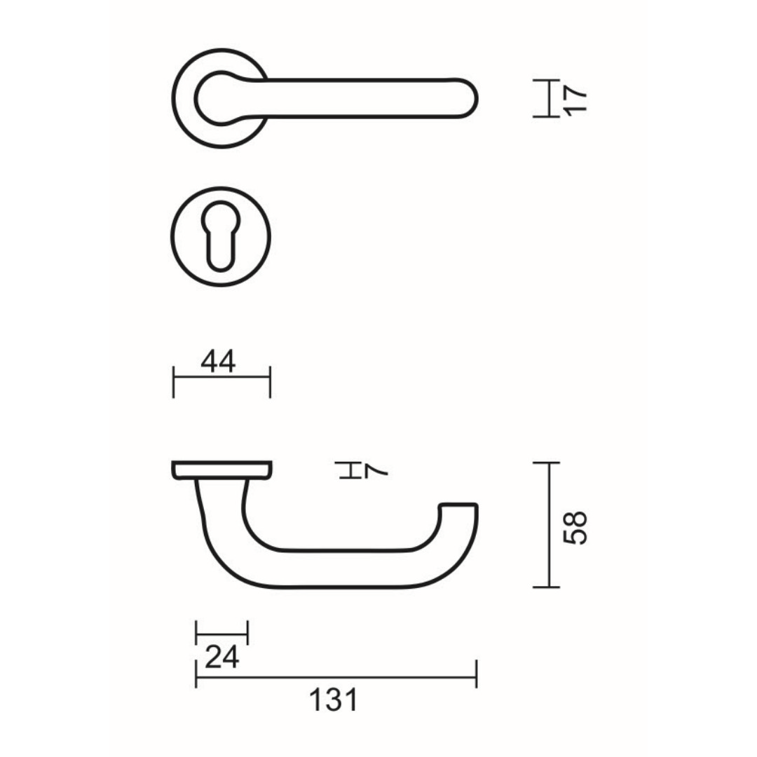 Deurkruk Pro PANDA ALU U R+E CYL - Afbeelding 2